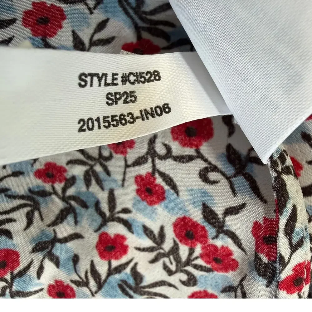 J. Crew Poppy Crepe de Chine Top Skirt Set Floral Blue Red Size Small